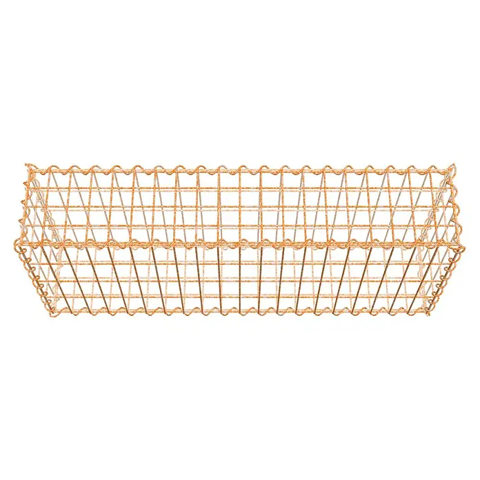 Gabiona Gabione - 100 x 20 x 40 cm, Maschenbreite: 5 cm, Maschenhöhe: 10 cm, Unverzinkt - Rostiger Drahtkorb mit gewelltem Rand, ideal zur Aufbewahrung. Das Gittermuster sorgt für gute Belüftung und Sichtbarkeit des Inhalts.
