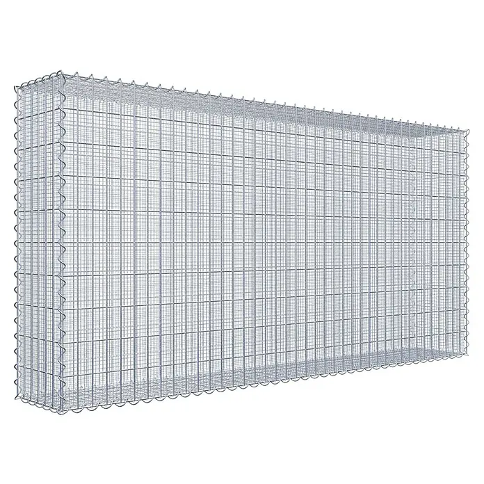 Gabiona Gabione - 200 x 30 x 100 cm, Maschenbreite: 5 cm, Maschenhöhe: 10 cm, Splittgabione - Ein rechteckiger Gabionenkäfig aus Drahtgeflecht, leer und bereit zur Befüllung für Stützmauern oder dekorative Zwecke.