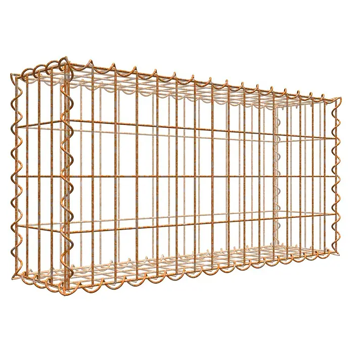 Gabiona Gabione - 80 x 20 x 40 cm, Maschenbreite: 5 cm, Maschenhöhe: 10 cm, Unverzinkt - Drahtschotterkasten: Robustes Metallgitter mit wellenförmigen Verstrebungen für Stabilität, ideal für Landschaftsbau und Erosionsschutz.