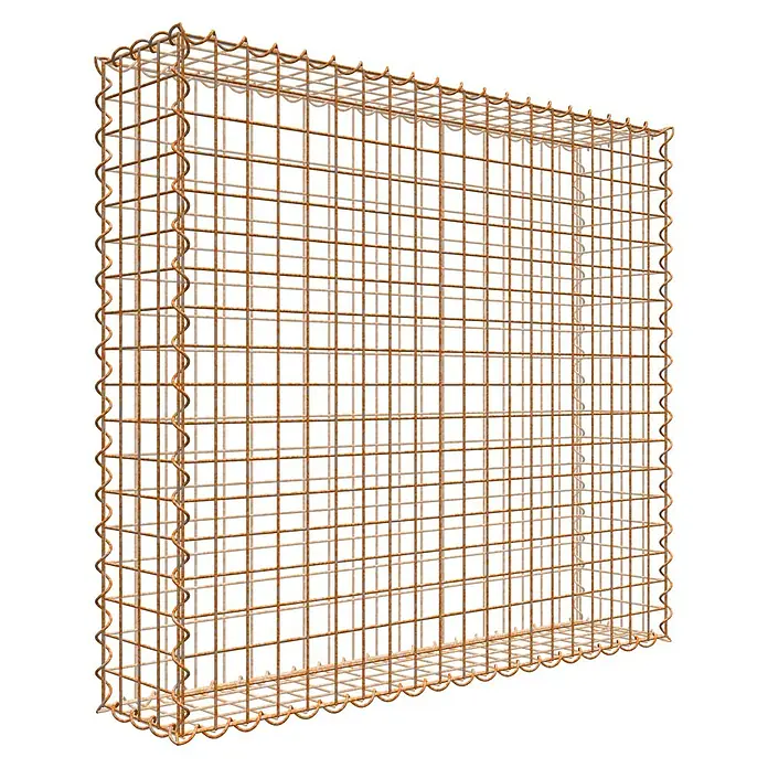 Gabiona Gabione - 100 x 20 x 90 cm, Maschenbreite: 5 cm, Maschenhöhe: 5 cm, Unverzinkt - Draufsicht auf einen Gabionen-Drahtkorb, eine moderne und robuste Lösung für Landschaftsbau und Gartendesign.