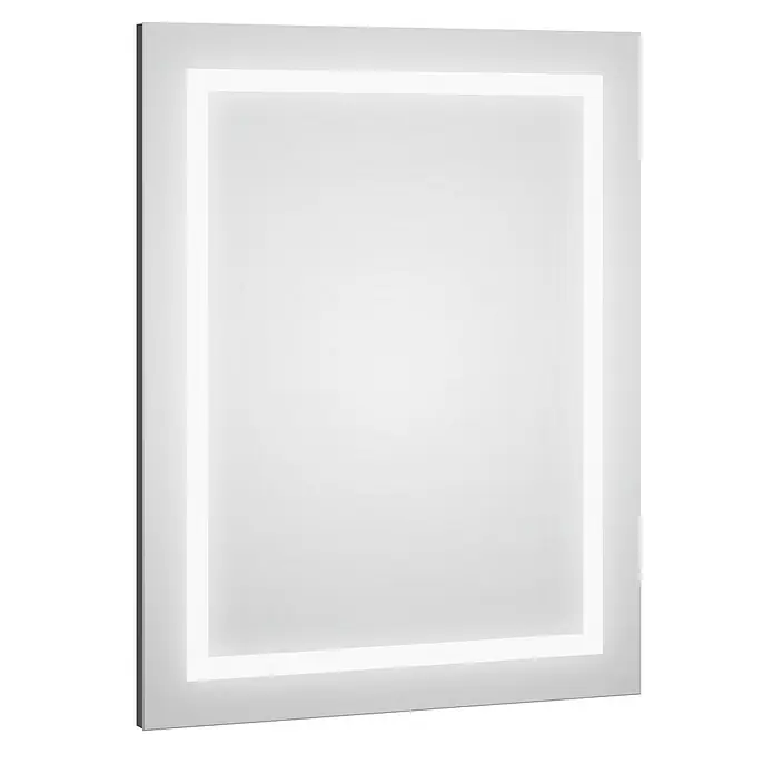 Space Lichtspiegel - 60 x 80 cm, Anthrazit - Ein modernes LED-beleuchtetes Quadrat, das als dekoratives Element oder funktionaler Spiegel dienen kann, ideal für moderne Badezimmer.