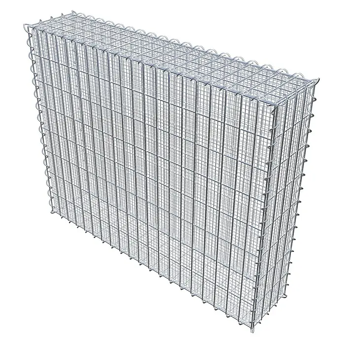 Gabiona Gabione - 100 x 20 x 80 cm, Maschenbreite: 5 cm, Maschenhöhe: 10 cm, Splittgabione - Abbildung eines Gabionenkäfigs, einer Drahtstruktur zur Befüllung mit Steinen oder Erde für Stützmauern und Landschaftsbau.