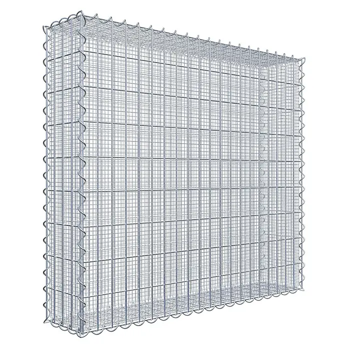 Gabiona Gabione - 100 x 20 x 90 cm, Maschenbreite: 5 cm, Maschenhöhe: 10 cm, Splittgabione - Das Bild zeigt einen Gabionenkorb aus verzinktem Drahtgeflecht, ideal für Gartenbau und Landschaftsgestaltung. Sehr stabil und langlebig.
