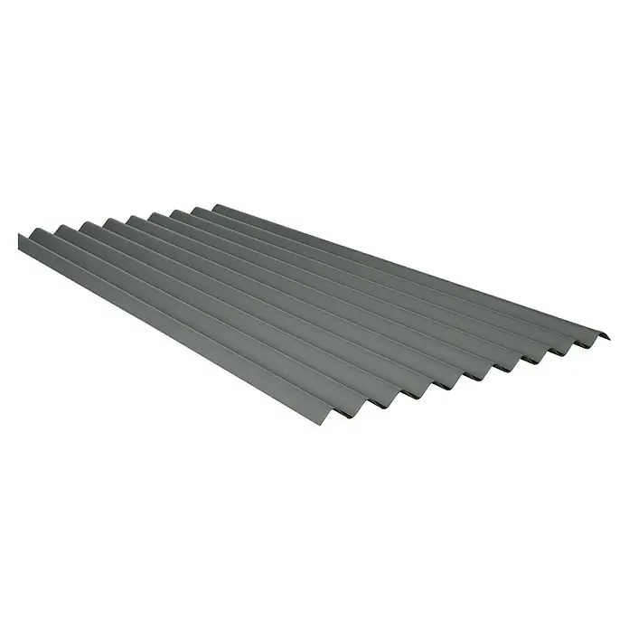 Wellplatte KS 94/34 - 2.000 x 900 x 0,9 mm, Kunststoff, Grau - Graue, wellenförmige, trapezförmige Metallplatte zur Dacheindeckung oder Wandverkleidung. Ideal für Industrie- und Wohngebäude mit moderner Optik.
