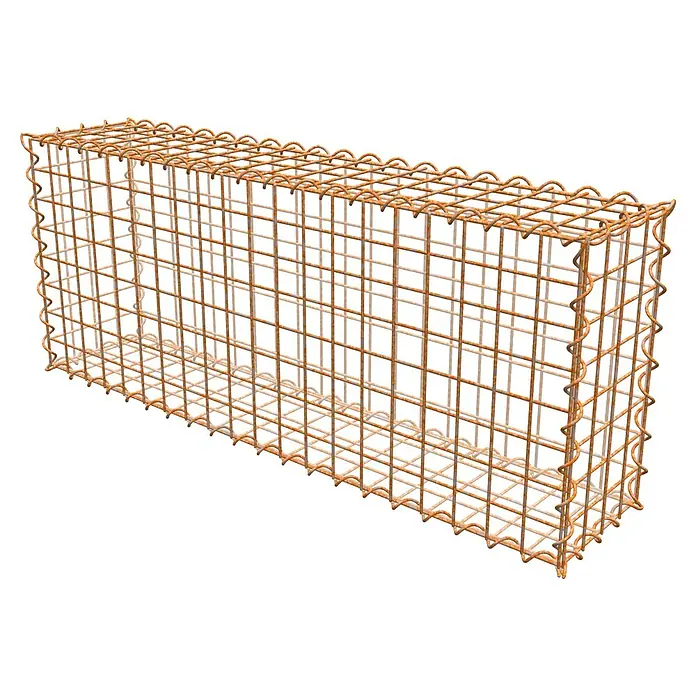 Gabiona Gabione - 100 x 20 x 40 cm, Maschenbreite: 5 cm, Maschenhöhe: 5 cm, Unverzinkt - Rostiger Gabionenkorb: Eine stabile Drahtkonstruktion für vielseitige Anwendungen im Garten- und Landschaftsbau.