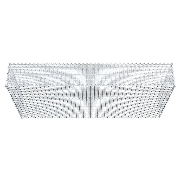 Gabiona Gabione - 200 x 30 x 100 cm, Maschenbreite: 5 cm, Maschenhöhe: 10 cm, Splittgabione - Ein Stapel silberner Drahtkörbe, ideal für Lagerung oder Organisation, mit einem feinen, aber stabilen Gitterdesign für gute Durchsicht.