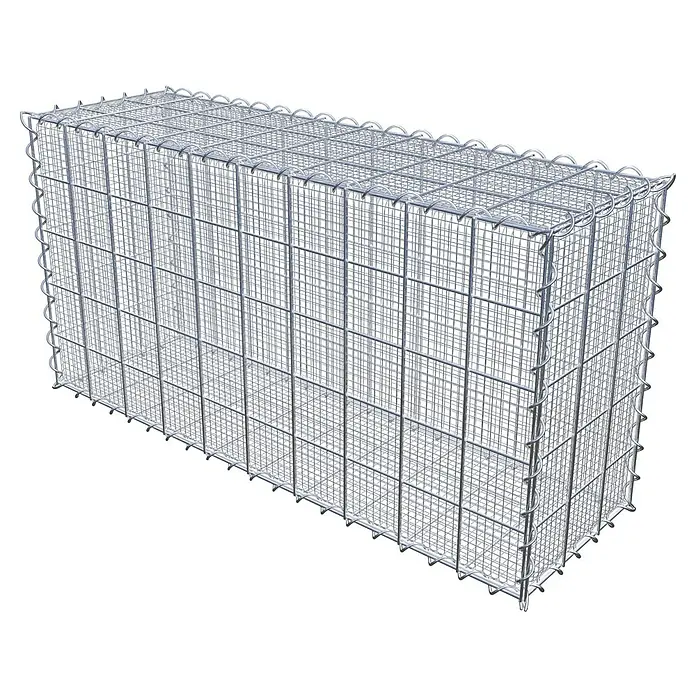 Gabiona Gabione - 100 x 30 x 50 cm, Maschenbreite: 10 cm, Maschenhöhe: 10 cm, Splittgabione - Ein rechteckiger Gabionenkorb aus verzinktem Drahtgeflecht. Ideal für Gartenbau und Landschaftsgestaltung als Stützmauer oder dekoratives Element.
