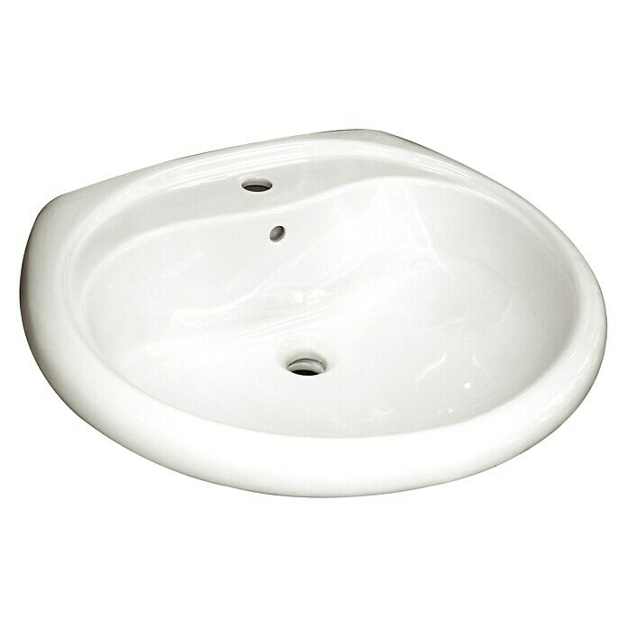 Waschtisch (Durchmesser: 60 cm, Glänzend, Keramik, Weiß)