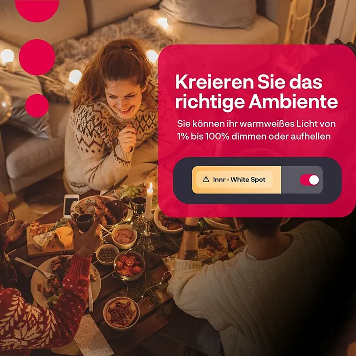 Innr Lighting Smart-LED-Lampen Set Spot White - GU10, Dimmbar, Warmweiß, 460 lm, 4,9 W, 2 Stk. - Stimmungsvolle Beleuchtung mit Innr-White Spot: Dimmen Sie das warmweiße Licht flexibel von 1% bis 100% für das perfekte Ambiente.