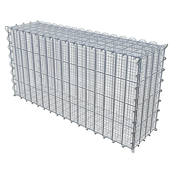 Gabiona Gabione - 80 x 20 x 40 cm, Maschenbreite: 5 cm, Maschenhöhe: 10 cm, Splittgabione - Rechteckiger Gabionenkorb aus verzinktem Drahtgitter. Optimal für Garten- und Landschaftsbau, als Stützmauer oder dekoratives Element.