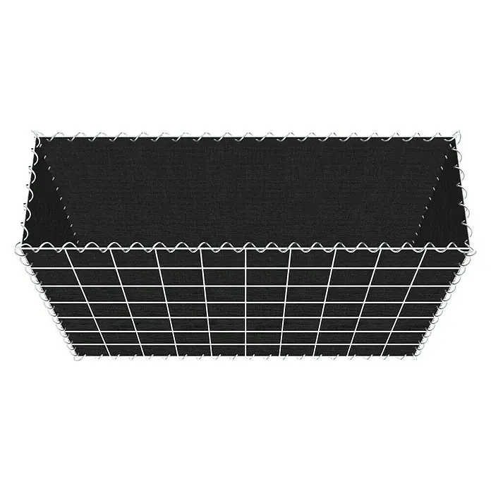 Gabiona Gabione - 100 x 30 x 70 cm, Maschenbreite: 10 cm, Maschenhöhe: 10 cm, Bepflanzbar - Ein Gabionenkorb, gefüllt mit dunklem Material, mit einem Gitterrahmen aus hellem Metall. Ideal für Gartengestaltung und als dekoratives Element.