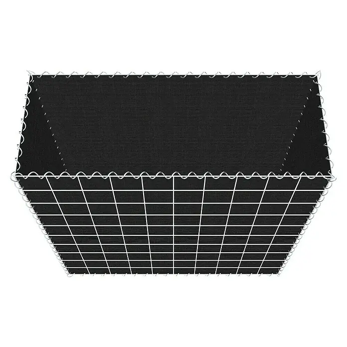 Gabiona Gabione - 100 x 40 x 100 cm, Maschenbreite: 10 cm, Maschenhöhe: 10 cm, Bepflanzbar - Schwarzer Einkaufskorb mit Gitterstruktur und silberfarbenen Spiralen am Rand für einen sicheren Transport von Einkäufen.