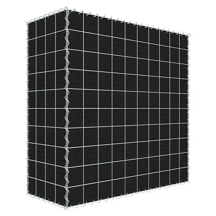 Gabiona Gabione - 100 x 40 x 100 cm, Maschenbreite: 10 cm, Maschenhöhe: 10 cm, Bepflanzbar - Schwarze Gabionenwand mit silberfarbenem Drahtgitter, ideal für Garten- und Landschaftsbau. Robuste und ästhetische Lösung.