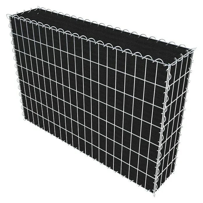 Gabiona Gabione - 100 x 20 x 70 cm, Maschenbreite: 5 cm, Maschenhöhe: 10 cm, Bepflanzbar - Gabione aus Drahtgeflecht mit schwarzem Vlies. Ideal für den Garten- und Landschaftsbau als Sicht- oder Lärmschutz.