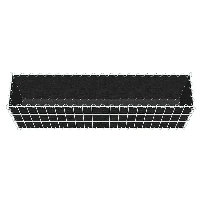 Gabiona Gabione - 100 x 20 x 30 cm, Maschenbreite: 5 cm, Maschenhöhe: 10 cm, Bepflanzbar - Rechteckiger Drahtkorb mit schwarzem Einsatz, ideal für stilvolle Aufbewahrungslösungen im Haus oder Garten, robust und vielseitig einsetzbar.