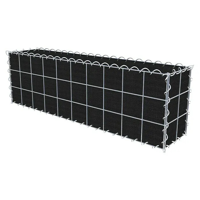 Gabiona Gabione - 100 x 20 x 30 cm, Maschenbreite: 10 cm, Maschenhöhe: 10 cm, Bepflanzbar - Gabione mit schwarzer Füllung, ideal für stilvolle Gartengestaltung und als Sichtschutz. Die robuste Konstruktion bietet Stabilität.