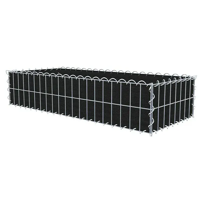 Gabiona Gabione - 100 x 40 x 20 cm, Maschenbreite: 5 cm, Maschenhöhe: 10 cm, Bepflanzbar - Rechteckiger Gabionen-Pflanzkasten aus verzinktem Draht mit schwarzer Auskleidung für den Außenbereich, ideal für Gärten und Terrassen.