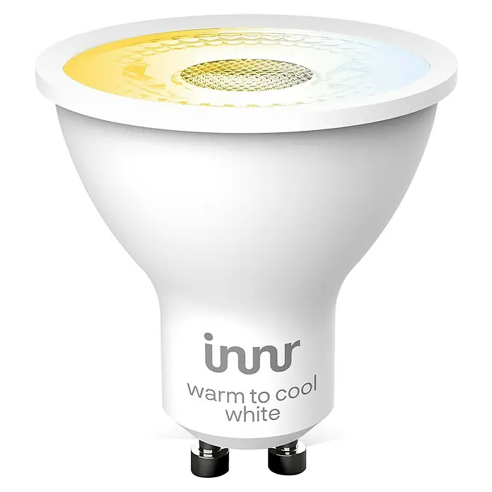 Innr Lighting Smart-LED-Lampen Set Spot Komfort - GU10, Dimmbar, Mehrfarbig, 470 lm, 4,9 W, 2 Stk. - Eine Innr Smart Glühbirne, die warmes bis kühles Weiß bietet, um die Beleuchtung anzupassen. Perfekt für stimmungsvolle Beleuchtung.