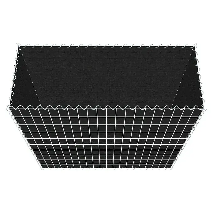Gabiona Gabione - 100 x 40 x 100 cm, Maschenbreite: 5 cm, Maschenhöhe: 10 cm, Bepflanzbar - Ansicht eines Gabionenkorbs mit dunkler Füllung und stabilen Drahtgittern, ideal für Garten- und Landschaftsbau.
