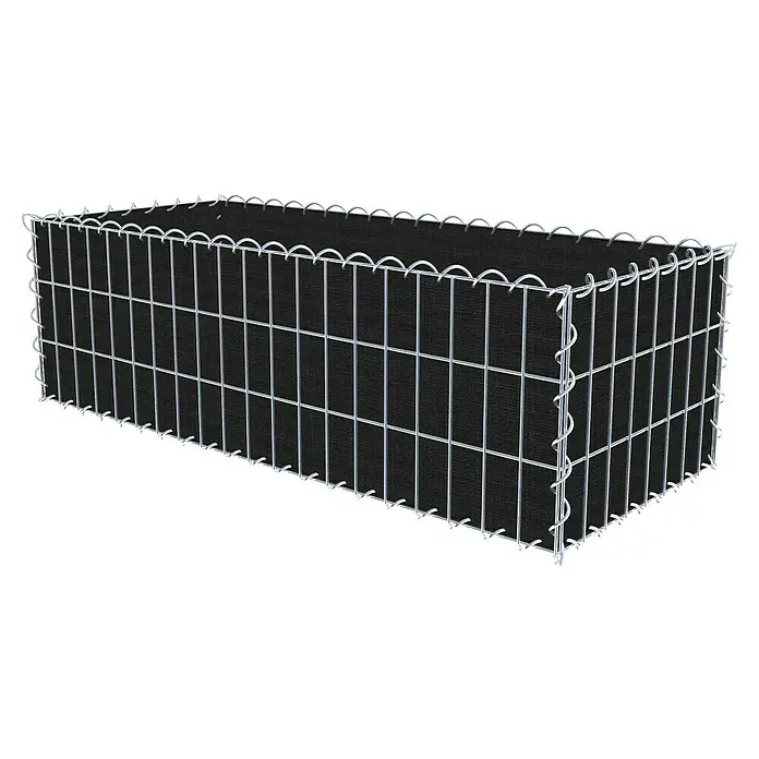 Gabiona Gabione - 100 x 40 x 30 cm, Maschenbreite: 5 cm, Maschenhöhe: 10 cm, Bepflanzbar - Gabionenwandelement mit Stahlgitter und schwarzer blickdichter Folie zur dekorativen Gartengestaltung.