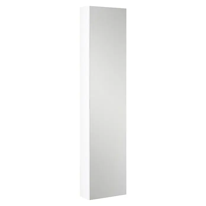 Riva Spiegel-Hochschrank Andy - 36 x 16,5 x 155 cm, Weiß - Schlanker, weißer Badezimmerschrank zur Wandmontage. Ideal zur stilvollen Aufbewahrung von Badutensilien und zur optimalen Raumnutzung im Bad.