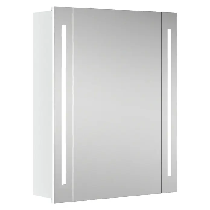 Riva LED-Spiegelschrank Hydra - B x H: 60,4 x 75,2 cm, Holz, Weiß - Ein moderner Spiegelschrank mit integrierter LED-Beleuchtung, ideal für Badezimmer, mit klaren Linien und minimalistischem Design.