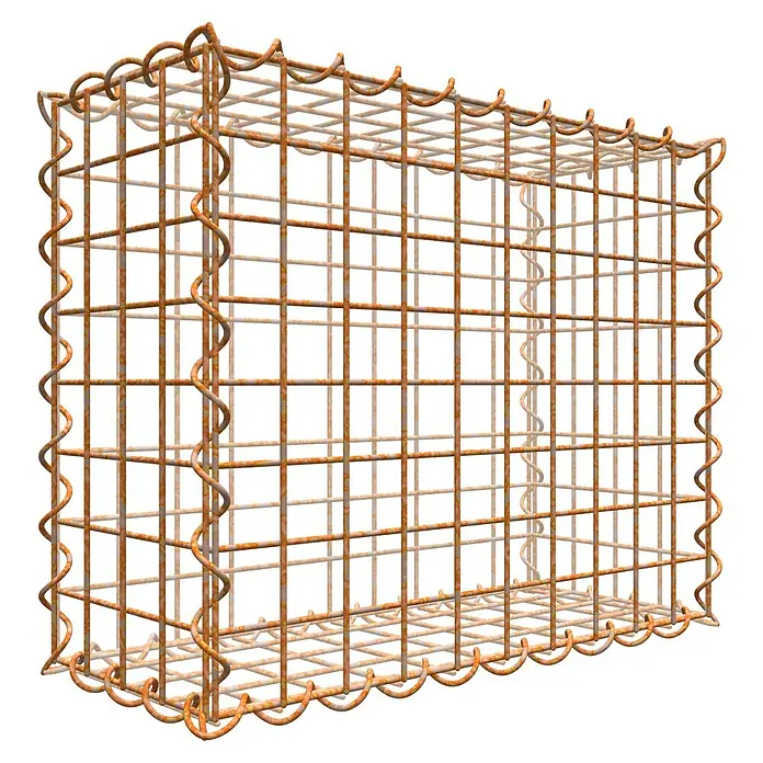 Gabiona Gabione - 50 x 20 x 40 cm, Maschenbreite: 5 cm, Maschenhöhe: 5 cm, Unverzinkt - Rostiger Gabionenkorb aus Drahtgeflecht, ideal für Garten- und Landschaftsbau, zur Befüllung mit Steinen oder anderen Materialien.