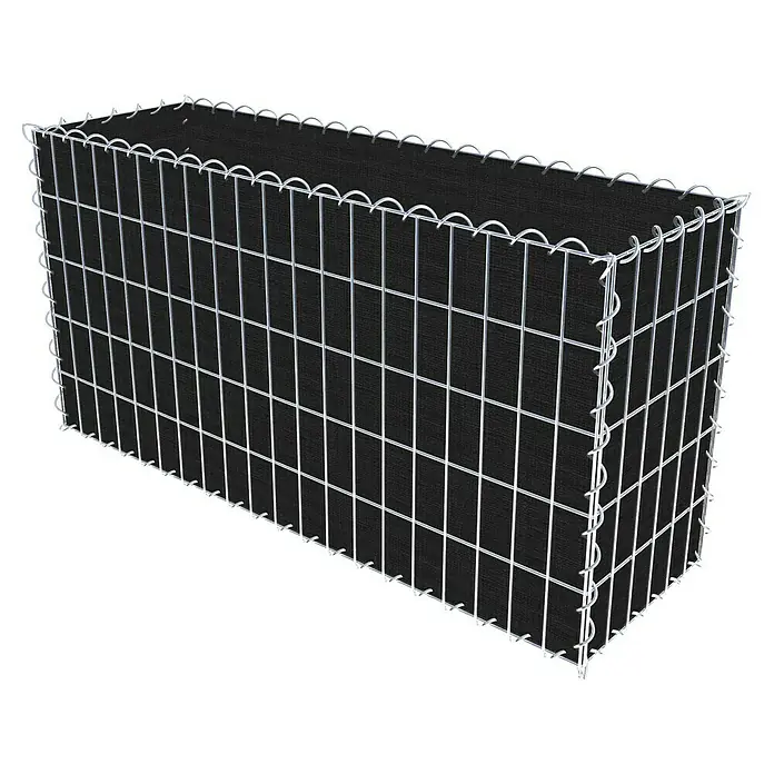 Gabiona Gabione - 100 x 30 x 50 cm, Maschenbreite: 5 cm, Maschenhöhe: 10 cm, Bepflanzbar - Gabione mit schwarzem Vlies. Der Drahtkorb eignet sich zur dekorativen Gartengestaltung und bietet Sichtschutz.