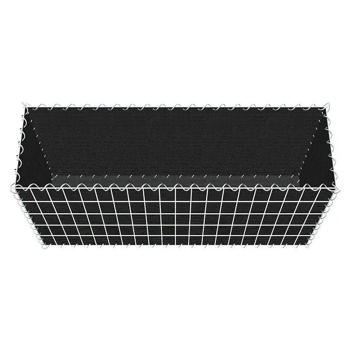 Gabiona Gabione - 100 x 30 x 50 cm, Maschenbreite: 5 cm, Maschenhöhe: 10 cm, Bepflanzbar - Ein rechteckiger Pflanzkorb aus Drahtgeflecht mit schwarzem Stoffeinsatz, ideal für den Garten oder die Terrasse. Stabiles Design für Pflanzen.