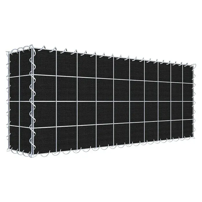 Gabiona Gabione - 100 x 20 x 40 cm, Maschenbreite: 10 cm, Maschenhöhe: 10 cm, Bepflanzbar - Ansicht eines schwarzen Gabionen-Hochbeets mit Drahtgeflecht. Perfekt für Garten- und Landschaftsbauprojekte mit stilvollem Design.