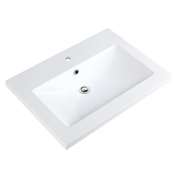 Camargue Orion Einbauwaschbecken - 71,7 x 51,7 cm, Weiß - Weißes Keramik-Waschbecken mit rechteckiger Form und glänzender Oberfläche. Ideal für moderne Badezimmerdesigns.