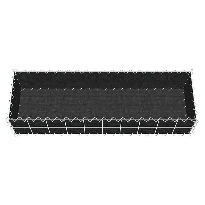 Gabiona Gabione - 100 x 30 x 20 cm, Maschenbreite: 10 cm, Maschenhöhe: 10 cm, Bepflanzbar - Nahaufnahme eines rechteckigen Pflanzgefäßes mit einem Drahtgeflechtrahmen und einem Einsatz aus dunklem Stoff.