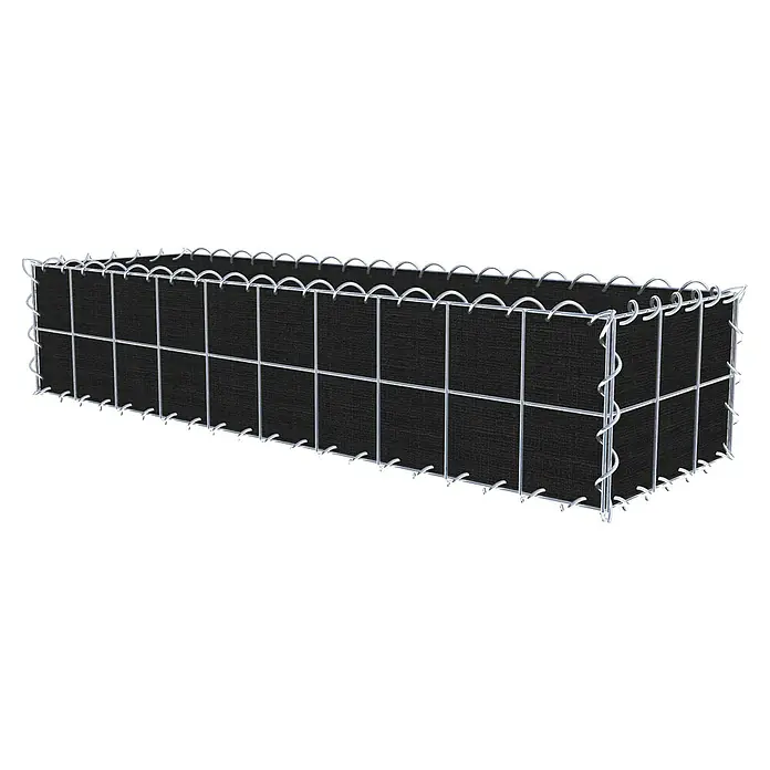 Gabiona Gabione - 100 x 30 x 20 cm, Maschenbreite: 10 cm, Maschenhöhe: 10 cm, Bepflanzbar - Gabionen-Hochbeet mit dunkelgrauer Folie und silberfarbenem Drahtgeflecht. Ideal für den Garten, langlebig und dekorativ.