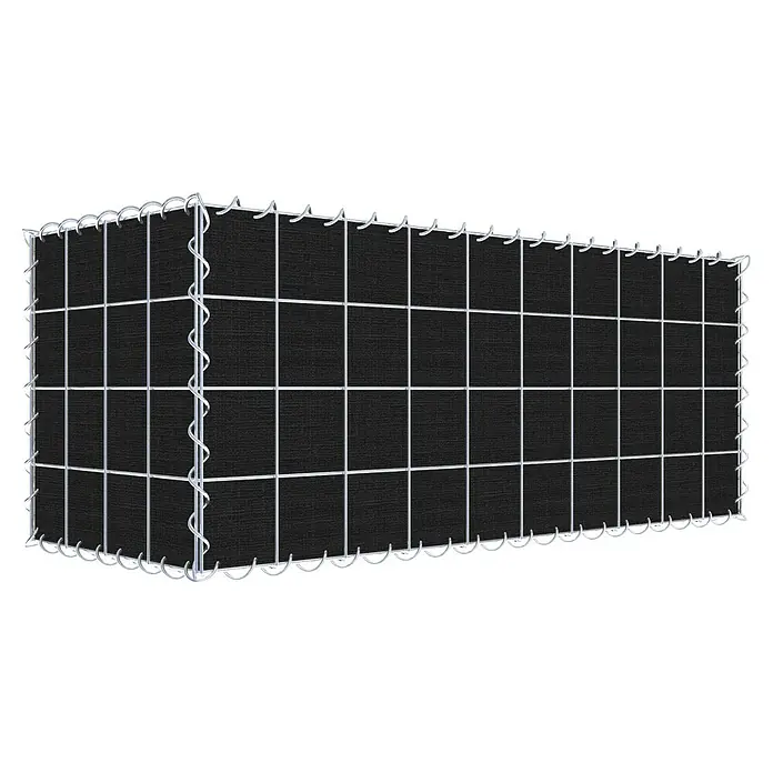 Gabiona Gabione - 100 x 40 x 40 cm, Maschenbreite: 10 cm, Maschenhöhe: 10 cm, Bepflanzbar - Gabionenwand mit Drahtgitter und schwarzem Füllmaterial. Ideal als Sichtschutz oder zur Gestaltung von Außenbereichen mit modernem Design.