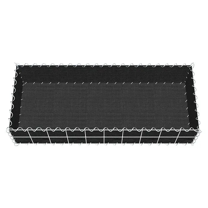 Gabiona Gabione - 100 x 40 x 20 cm, Maschenbreite: 10 cm, Maschenhöhe: 10 cm, Bepflanzbar - Ein rechteckiger Wäschekorb aus weißem Draht mit einem schwarzen Stoffeinsatz. Der Korb ist robust und ideal für Wäsche.