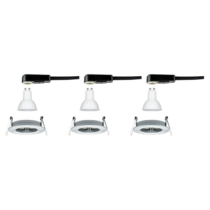 Paulmann Set de focos LED empotrables (6,5 W, Aluminio, Diámetro: 7,8 cm, 3 uds., IP44)
