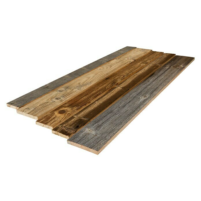 Tablas de madera vieja (Abeto rojo/abeto, Anchura resultante: 12 cm - 16 cm, 100 x 2 cm, 5 uds.)