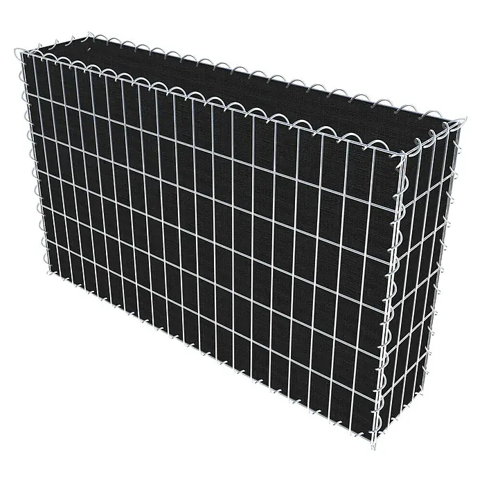 Gabiona Gabione - 100 x 20 x 60 cm, Maschenbreite: 5 cm, Maschenhöhe: 10 cm, Bepflanzbar - Ein Gabionen-Steinkorb mit einer schwarzen Plane. Ideal für den Garten- und Landschaftsbau. Robuste Konstruktion.