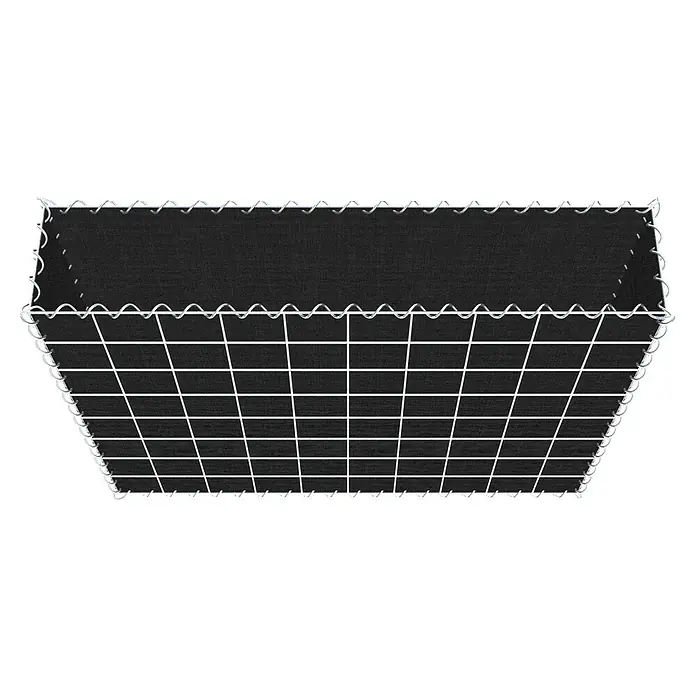 Gabiona Gabione - 100 x 20 x 80 cm, Maschenbreite: 10 cm, Maschenhöhe: 10 cm, Bepflanzbar - Ansicht einer Gabionenbox mit dunkler Füllung und Drahtgitter, ideal für Garten- und Landschaftsbauprojekte.