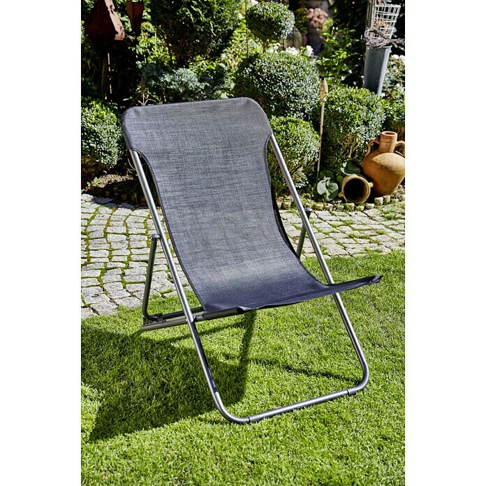 Sunfun Garten-Liegestuhl (Breite: 60 cm, Textilen, Schwarz)