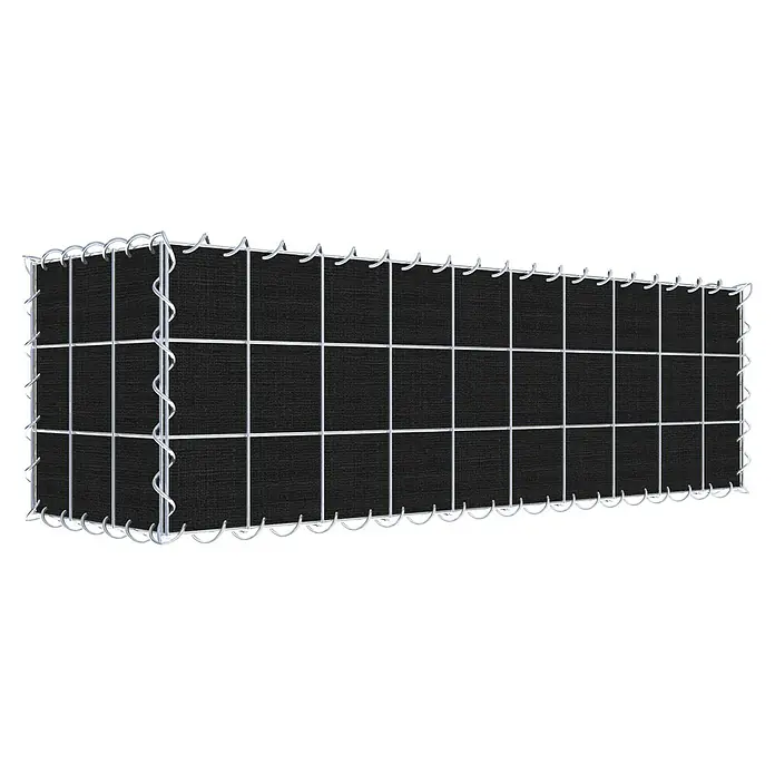 Gabiona Gabione - 100 x 30 x 30 cm, Maschenbreite: 10 cm, Maschenhöhe: 10 cm, Bepflanzbar - Gabione, ein Drahtkorb, gefüllt mit schwarzen Steinen oder Erde, ideal für Gartenmauern oder als dekoratives Element.