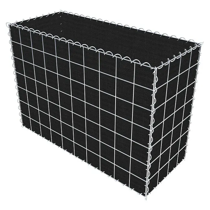 Gabiona Gabione - 100 x 40 x 70 cm, Maschenbreite: 10 cm, Maschenhöhe: 10 cm, Bepflanzbar - Gabionen-Steinkorb mit schwarzem Stoff ausgekleidet, ideal für Gartenbau und Landschaftsgestaltung. Der robuste Drahtkorb bietet stabilen Halt für Steine.