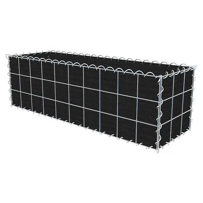 Gabiona Gabione - 100 x 30 x 30 cm, Maschenbreite: 10 cm, Maschenhöhe: 10 cm, Bepflanzbar - Rechteckiger Gabionen-Pflanzkübel mit schwarzem Stoffeinsatz und verzinktem Drahtgeflecht. Das Metallgitter verleiht dem Beet einen industriellen Look.