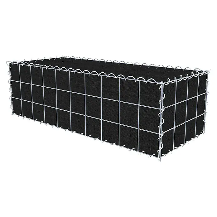 Gabiona Gabione - 100 x 40 x 30 cm, Maschenbreite: 10 cm, Maschenhöhe: 10 cm, Bepflanzbar - Rechteckiger Gabionen-Pflanzkübel mit schwarzer Stoffauskleidung und Drahtgitter für den Außenbereich. Ideal als Gartendekoration.
