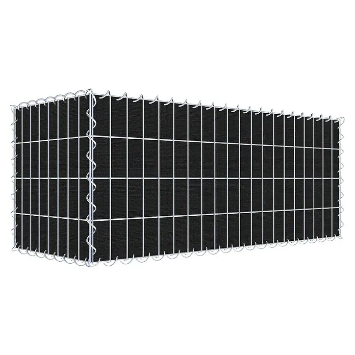 Gabiona Gabione - 100 x 40 x 40 cm, Maschenbreite: 5 cm, Maschenhöhe: 10 cm, Bepflanzbar - Gabione mit schwarzer Füllung und silberfarbenem Drahtgitter. Ideal für den Einsatz im Garten als Sichtschutz oder zur Dekoration.