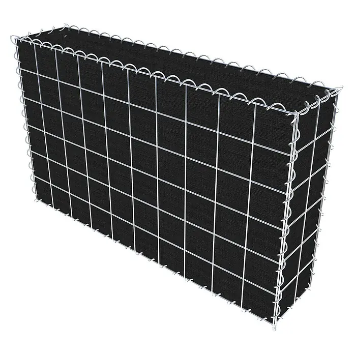 Gabiona Gabione - 100 x 20 x 60 cm, Maschenbreite: 10 cm, Maschenhöhe: 10 cm, Bepflanzbar - Gabione mit schwarzem Stoffeinsatz. Das Drahtgeflecht ist verzinkt und bietet Stabilität für eine Vielzahl von Anwendungen im Garten.