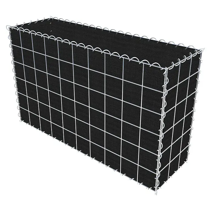 Gabiona Gabione - 100 x 30 x 60 cm, Maschenbreite: 10 cm, Maschenhöhe: 10 cm, Bepflanzbar - Gabione mit schwarzem Stoffeinsatz und Drahtgeflecht für Garten- und Landschaftsbau oder als dekoratives Element.