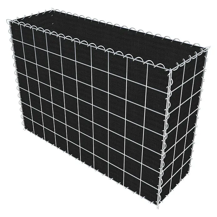 Gabiona Gabione - 100 x 30 x 70 cm, Maschenbreite: 10 cm, Maschenhöhe: 10 cm, Bepflanzbar - Ein Gabionen-Pflanzkasten aus Drahtgitter mit schwarzem Einsatz. Ideal für Garten und Landschaftsbau, robust und dekorativ.