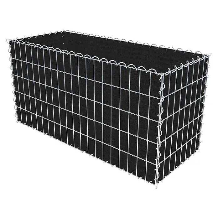 Gabiona Gabione - 100 x 40 x 50 cm, Maschenbreite: 5 cm, Maschenhöhe: 10 cm, Bepflanzbar - Gabione aus Drahtgeflecht mit schwarzer Auskleidung für den Garten- und Landschaftsbau. Stabil und vielseitig einsetzbar.