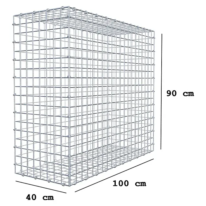 Gabiona Gabione - 100 x 40 x 90 cm, Maschenbreite: 5 cm, Maschenhöhe: 5 cm - Draufsicht eines Gabionenkorbs mit den Maßen 40 cm x 100 cm x 90 cm, ideal für den Garten- und Landschaftsbau.